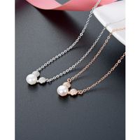 Rose Gold Maus Perle S925 Silber Halskette Koreanische Kreative Eingelegte Strass Halskette Großhandel sku image 2