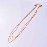 Titan Stahl 18 Karat Vergoldet Elegant Einfacher Stil Geometrisch Inlay Süßwasserperle Doppellagige Halsketten main image 4