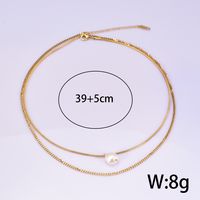 Titanium Steel 18K Gold Plated Elegant Simple Style Geometric Inlay Freshwater Pearl Double Layer Necklaces main image 2