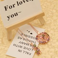 Wholesale Hip-Hop Shiny Oval Water Droplets Copper Inlay Rose Gold Plated Zircon Pendant Necklace main image 1