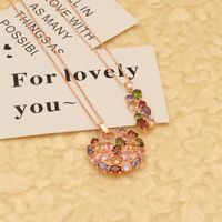 Wholesale Hip-Hop Shiny Oval Water Droplets Copper Inlay Rose Gold Plated Zircon Pendant Necklace main image 3