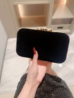 Black Polyester Solid Color Metal Button Evening Bags main image 2