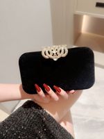 Black Polyester Solid Color Metal Button Evening Bags main image 1