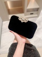 Black Polyester Solid Color Metal Button Evening Bags main image 3