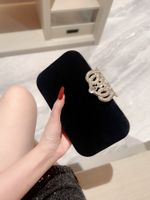 Black Polyester Solid Color Metal Button Evening Bags main image 4