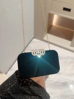 Black Polyester Solid Color Metal Button Evening Bags main image 7