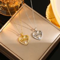 Wholesale Casual Commute Heart Shape Mermaid Bow Knot Titanium Steel Hollow Out Inlay 18K Gold Plated Zircon Pendant Necklace main image 8