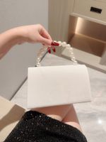 White Black Polyester Solid Color Beading Evening Bags main image 2