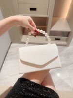 White Black Polyester Solid Color Beading Evening Bags sku image 1