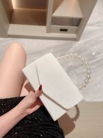 White Black Polyester Solid Color Beading Evening Bags main image 5