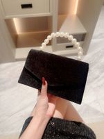 White Black Polyester Solid Color Beading Evening Bags main image 6