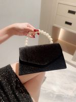 White Black Polyester Solid Color Beading Evening Bags main image 7