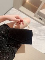 White Black Polyester Solid Color Beading Evening Bags main image 8
