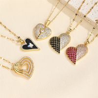 Stainless Steel Copper 18K Gold Plated IG Style Inlay Heart Shape Zircon Pendant Necklace main image 3
