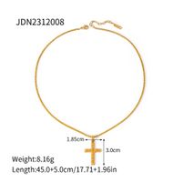 Stainless Steel 18K Gold Plated IG Style Cross Rivet Pendant Necklace main image 2