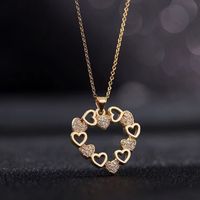 Wholesale Jewelry Simple Style IG Style Heart Shape Stainless Steel Alloy Rhinestones Gold Plated Polishing Hollow Out Inlay Pendant Necklace sku image 1