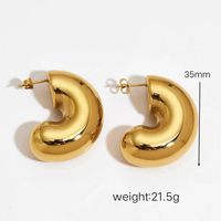 1 Pair IG Style Simple Style C Shape Water Droplets Stainless Steel 18K Gold Plated Ear Studs sku image 12