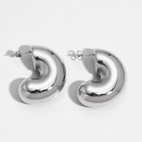 1 Pair IG Style Simple Style C Shape Water Droplets Stainless Steel 18K Gold Plated Ear Studs sku image 4