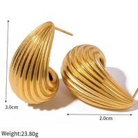 1 Pair IG Style Simple Style C Shape Water Droplets Stainless Steel 18K Gold Plated Ear Studs sku image 8