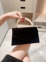 White Black Polyester Solid Color Beading Evening Bags sku image 2