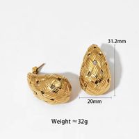 1 Pair IG Style Simple Style C Shape Water Droplets Stainless Steel 18K Gold Plated Ear Studs sku image 9