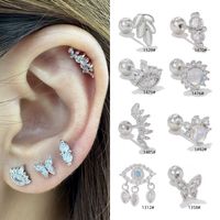 1 Piece Ear Cartilage Rings & Studs Simple Style Geometric Devil's Eye Brass Inlay Zircon Ear Cartilage Rings & Studs main image 1