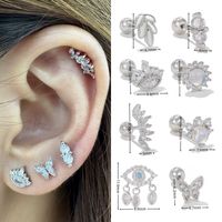 1 Piece Ear Cartilage Rings & Studs Simple Style Geometric Devil's Eye Brass Inlay Zircon Ear Cartilage Rings & Studs main image 2