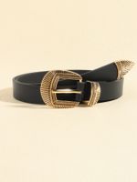 Casual Elegant Simple Style Solid Color Pu Leather Alloy Metal Button Women's Leather Belts main image 8