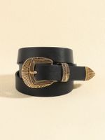 Casual Elegant Simple Style Solid Color Pu Leather Alloy Metal Button Women's Leather Belts main image 3