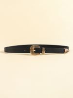 Casual Elegant Simple Style Solid Color Pu Leather Alloy Metal Button Women's Leather Belts main image 5