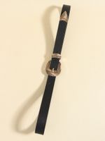 Casual Elegant Simple Style Solid Color Pu Leather Alloy Metal Button Women's Leather Belts main image 6
