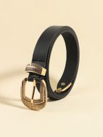 Casual Elegant Simple Style Solid Color Pu Leather Alloy Metal Button Women's Leather Belts main image 9