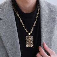 Vintage Style Classic Style Cool Style Square Dragon 304 Stainless Steel Plating 18K Gold Plated Raw Steel Men's Pendant Necklace main image 10