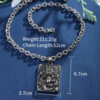 Vintage Style Classic Style Cool Style Square Dragon 304 Stainless Steel Plating 18K Gold Plated Raw Steel Men's Pendant Necklace sku image 1