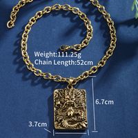 Vintage Style Classic Style Cool Style Square Dragon 304 Stainless Steel Plating 18K Gold Plated Raw Steel Men's Pendant Necklace sku image 2
