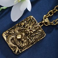 Vintage Style Classic Style Cool Style Square Dragon 304 Stainless Steel Plating 18K Gold Plated Raw Steel Men's Pendant Necklace main image 5
