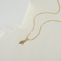 Copper 14K Gold Plated Vintage Style Simple Style Commute Fruit Shell Inlay Zircon Pendant Necklace main image 3
