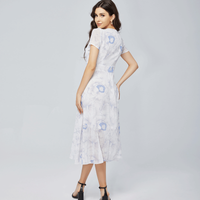 Women's Chiffon Dress Vacation Simple Style V Neck Short Sleeve Flower Midi Dress Holiday main image 5