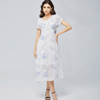 Women's Chiffon Dress Vacation Simple Style V Neck Short Sleeve Flower Midi Dress Holiday main image 3