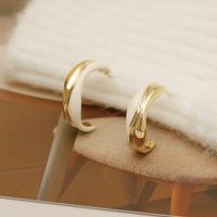 1 Pair Casual Sweet Artistic C Shape Enamel Copper 18K Gold Plated Ear Studs main image 1