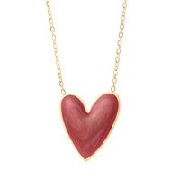 Stainless Steel 18K Gold Plated Vintage Style French Style Simple Style Heart Shape Enamel Earrings Necklace main image 9