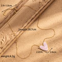 Stainless Steel 18K Gold Plated Vintage Style French Style Simple Style Heart Shape Enamel Earrings Necklace sku image 8