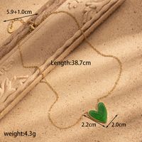 Stainless Steel 18K Gold Plated Vintage Style French Style Simple Style Heart Shape Enamel Earrings Necklace sku image 7