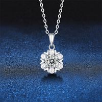 Sterling Silver 18K Gold Plated Elegant MAMA Simple Style Plating Inlay Geometric Moissanite Pendant Necklace sku image 2