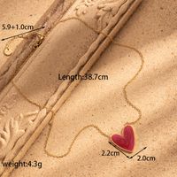Stainless Steel 18K Gold Plated Vintage Style French Style Simple Style Heart Shape Enamel Earrings Necklace sku image 9