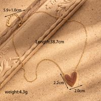 Stainless Steel 18K Gold Plated Vintage Style French Style Simple Style Heart Shape Enamel Earrings Necklace sku image 10