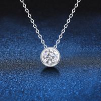 Sterling Silver 18K Gold Plated Elegant MAMA Simple Style Plating Inlay Geometric Moissanite Pendant Necklace main image 5