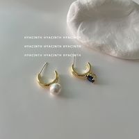 1 Pair IG Style Y2K Sweet Round Asymmetrical Inlay Copper Pearl Zircon 18K Gold Plated Drop Earrings main image 4