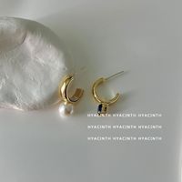 1 Pair IG Style Y2K Sweet Round Asymmetrical Inlay Copper Pearl Zircon 18K Gold Plated Drop Earrings main image 7