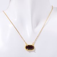 Cobre Chapado En Oro Retro Oval Embutido Turquesa Diamantes De Imitación Collar sku image 2